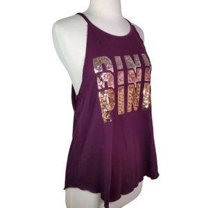 VICTORIA SECRET PINK Sequin Tank Top ~ Wine ~ Bling ~ M